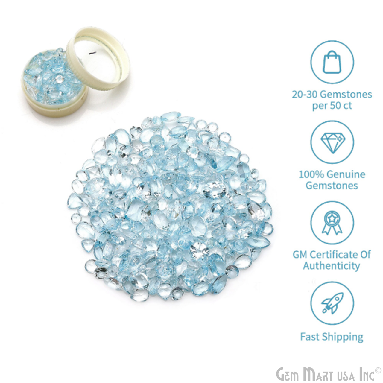Mixed Gemstone, 100% Natural Faceted Loose Gems, Wholesale Gemstones, 4-8mm GemMartUSA (60001)